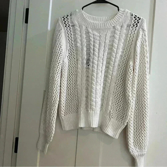360 sweater white cable knit chunky women’s size x small - Picture 2 of 13